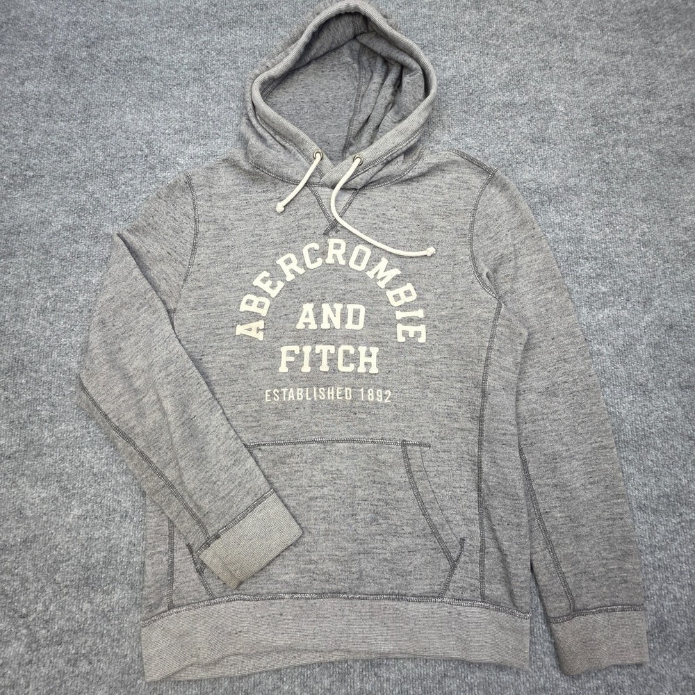 Vintage Abercrombie & Fitch Hoodie Men S Gray Spell Out Embroidered Y2K